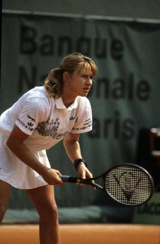 Photo  Tenniswoman allemande Steffi Graf lors de Roland Garros en 1989