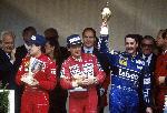 Photo Jean Alesi, Ayrton Senna et Nigel Mansell sur le podium, 1991