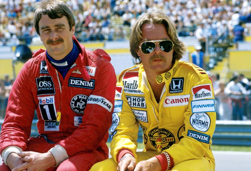 Photo des pilotes de formule 1 Keke Rosberg et Nigel Mansell, 1980