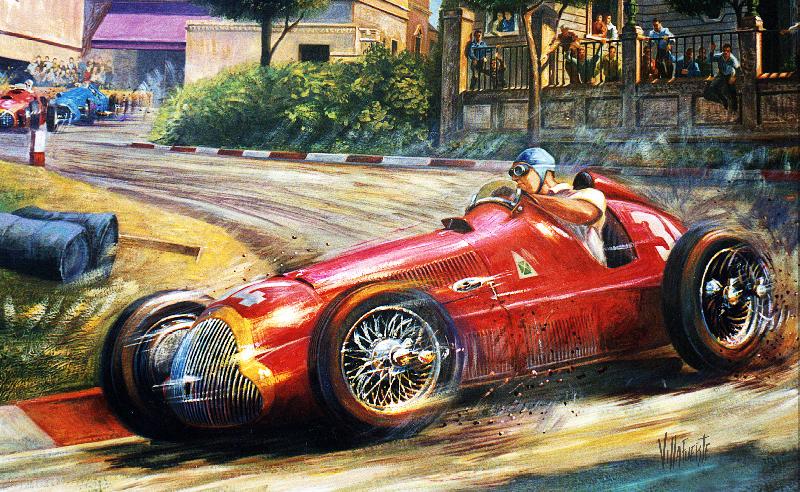 Juan Manuel Fangio, Calles de Pescara, 1950, Alfa Romeo 6C3.000cc (rouge)