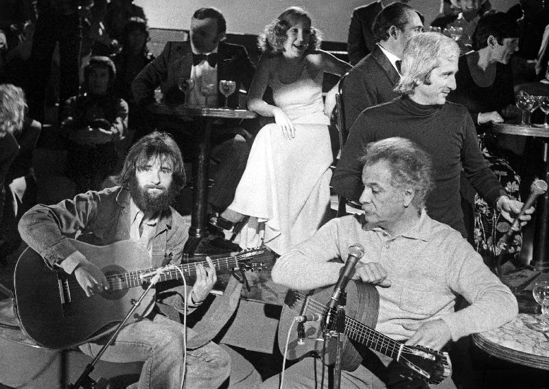 Photo Chanteurs Maxime LeForestier, Georges Brassens et Marcel Amont