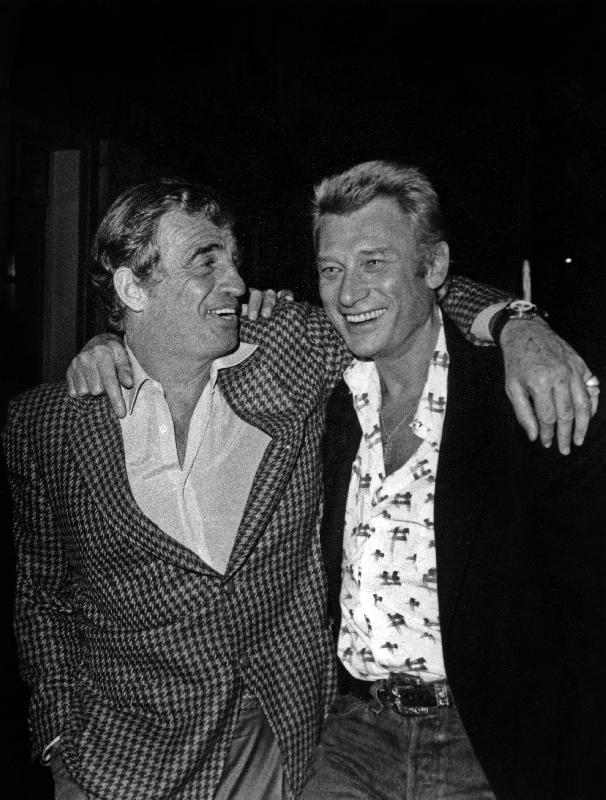 Photo Jean Paul Belmondo et Johnny Hallyday au King Club 