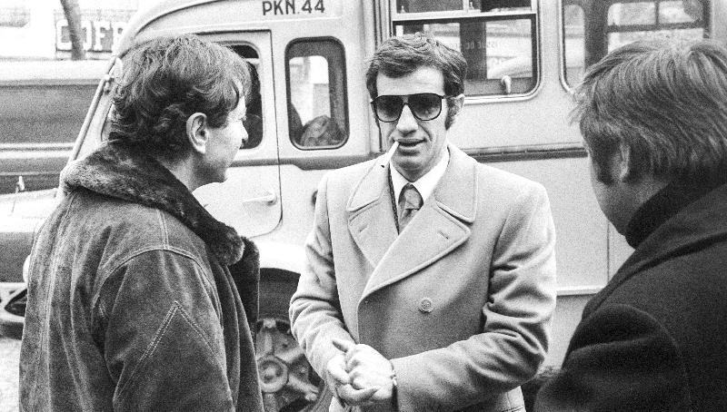 Photo Jean Paul Belmondo lors du tournage du film Ho a Rome en Fevrier 1968