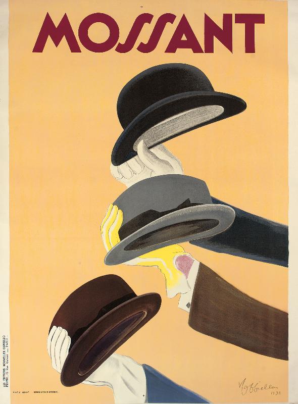 Affiche publicitaire pour chapeaux Mossant, 1938 