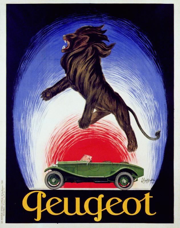 Affiche publicitaire Peugeot, 1925