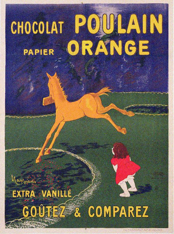 Publicité pour Chocolat Poulain Papier Orange, imprimé par Vercasson, Paris, c.1910