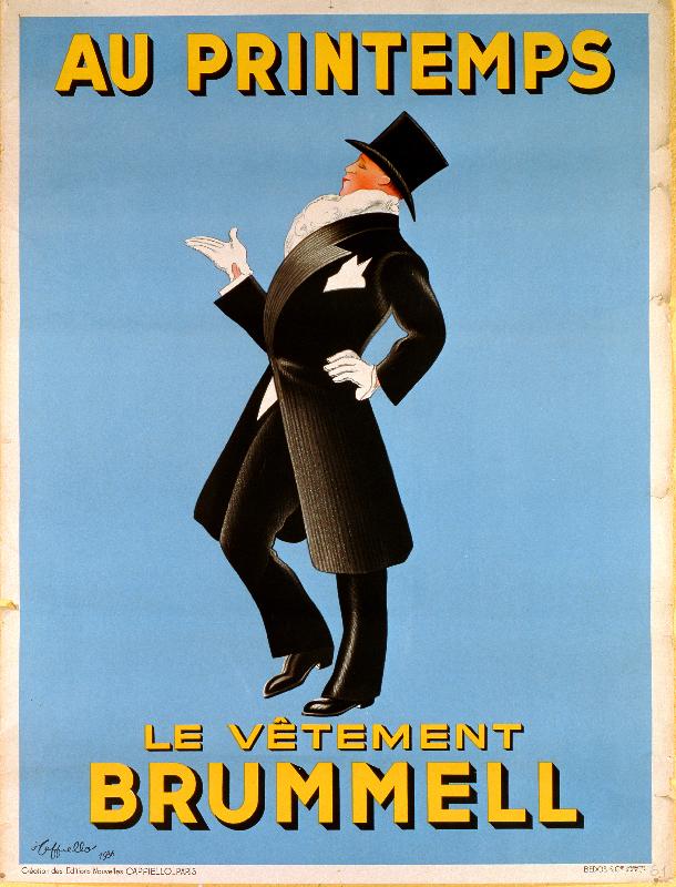 Affiche publicitaire Brummel vêtements pour hommes au grand magasin Printemps, 1936 