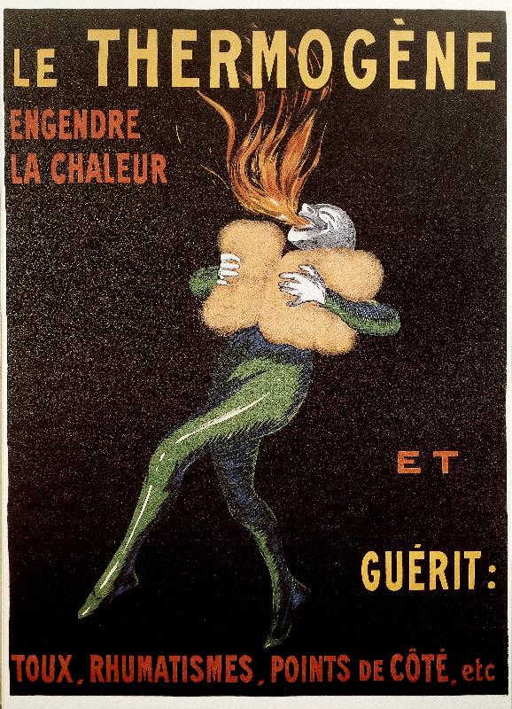 Publicité de médicaments Le Thermogène engendre la chaleur et guérit par Leonetto Cappiello, 1909