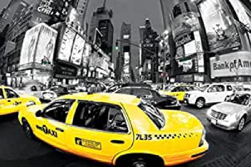 Poster taxi jaune à Times Square