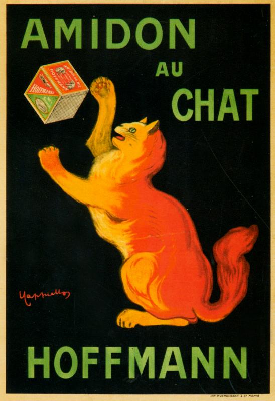 Poster publicitaire Amidon du chat Hoffman, années 1900 