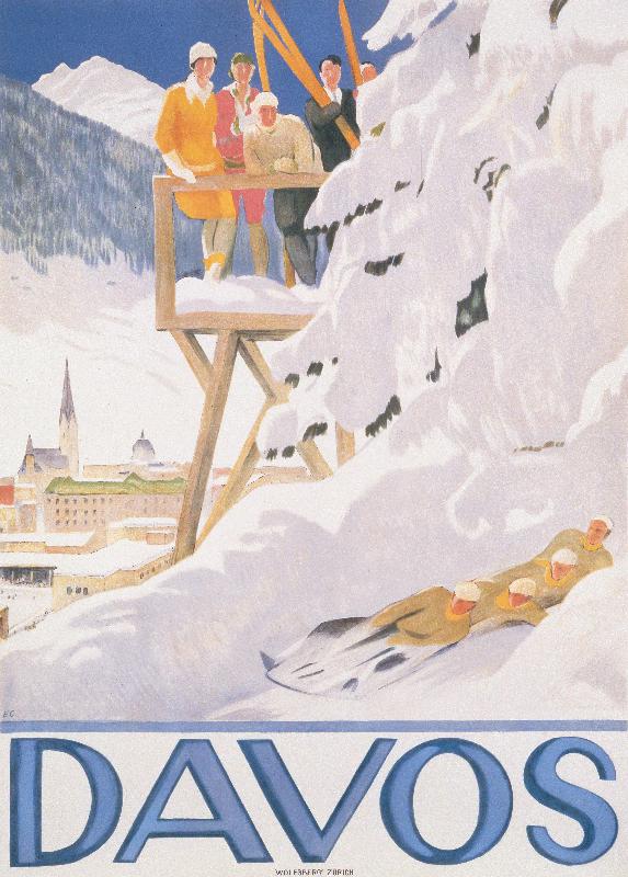 Affiche publicitaire Davos, 1918