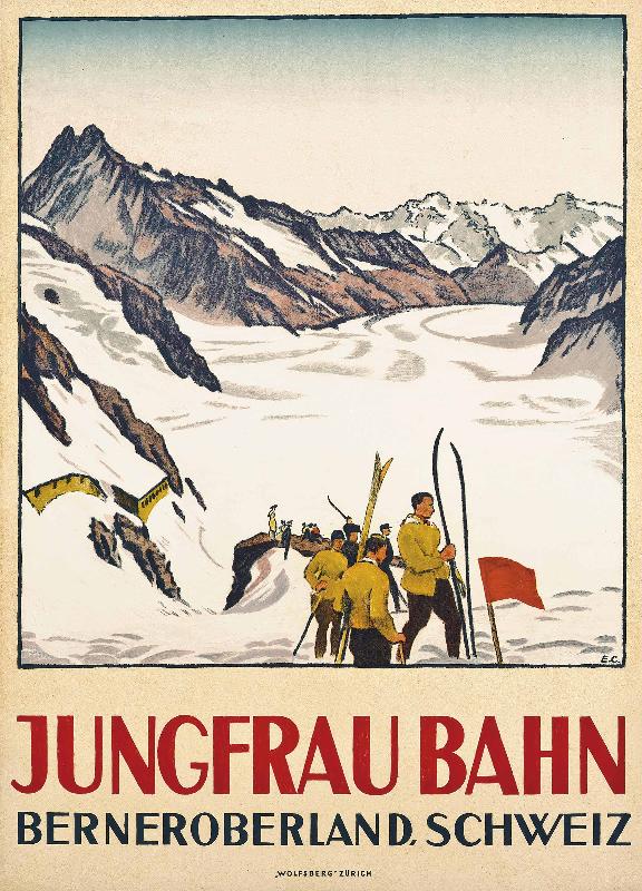 Affiche publicitaire  Jungfrau Bahn, 1928