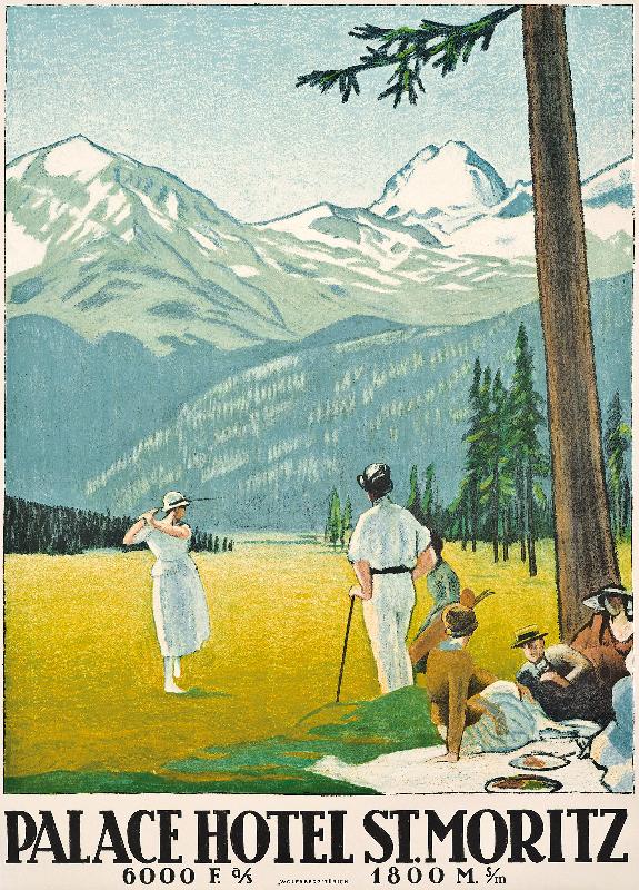 Affiche publicitaire pour le Palace Hotel at St. Moritz, 1921