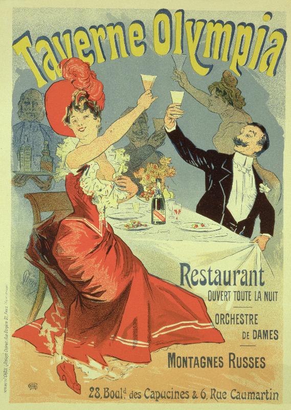 affiche publicitaire de la “Taverne Olympia”, Paris, 1899