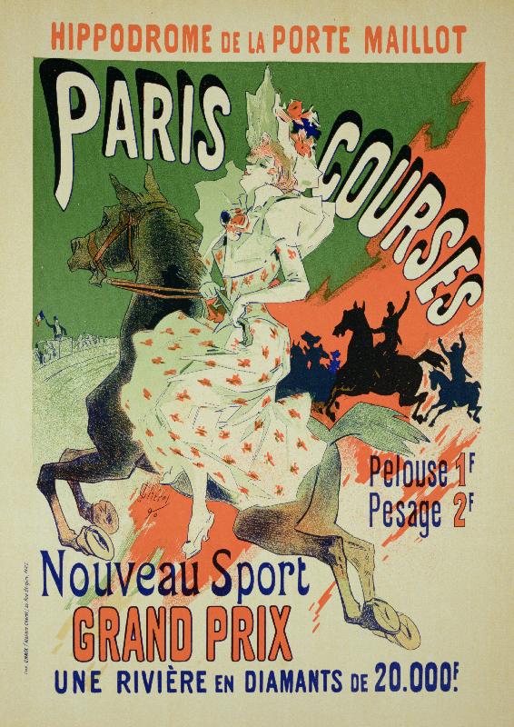  affiche publicitaire 'Paris Courses', à l'Hippodrome de la Porte Maillot, Paris, 1890 