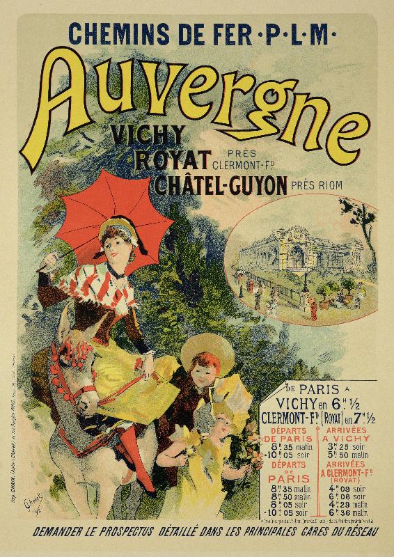 Affiche publicitaire “Auvergne Railway”, France, 1892