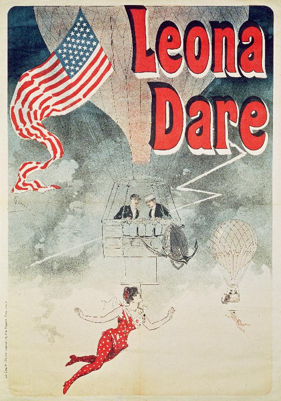 Montgolfière : affiche « Leona Dare », 1890