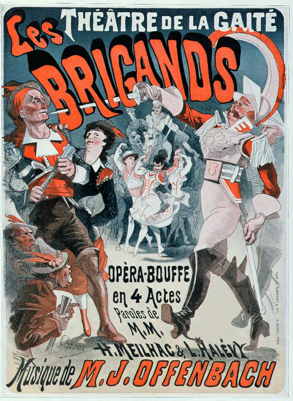 Affiche pour l'opéra bouffe 'Les Brigands' de Jacques Offenbach