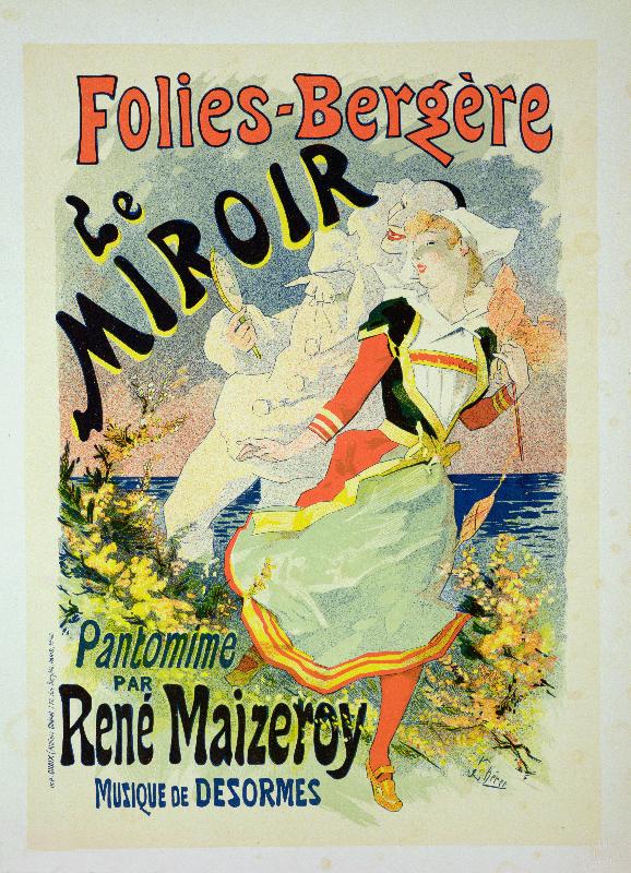 Affiche publicitaire “The Mirror”, un pantomime de Rene Maizeroy aux Folies-Bergère