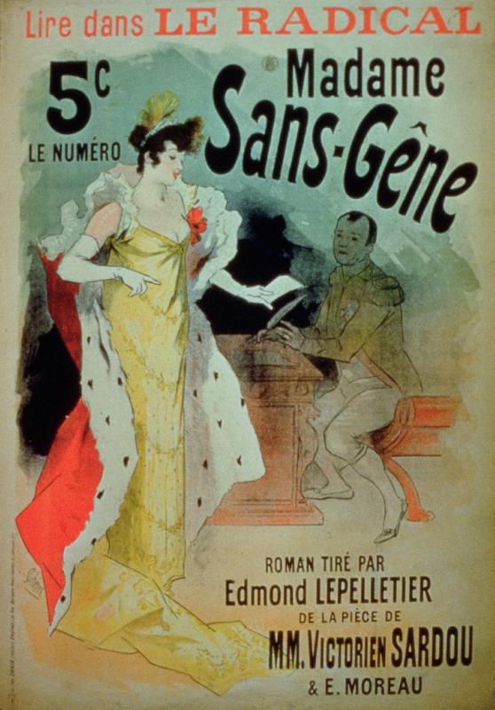 « Madame Sans-Gene » dans Le Radical, d'Edmond Lepelletier, d'après la pièce de Victorien Sardou (1831-1908) et E. Moreau