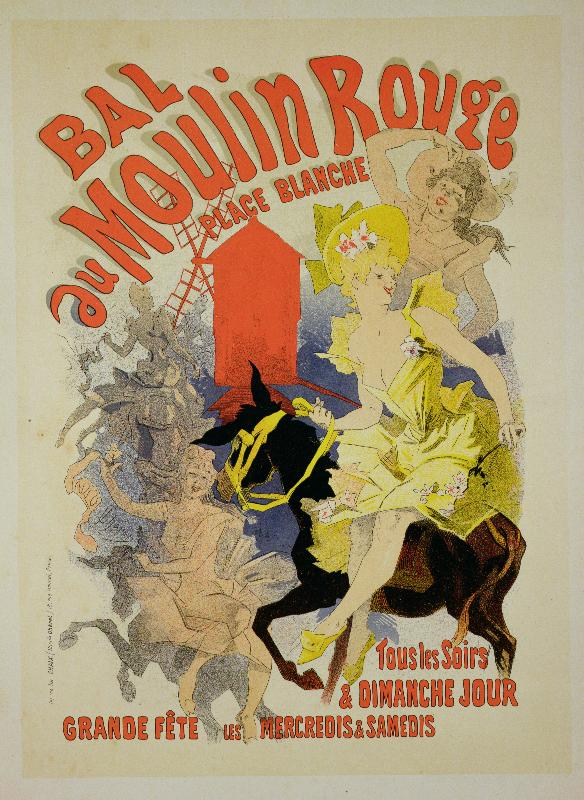 Reproduction d'une affiche annonçant le « Bal au Moulin Rouge », 1889