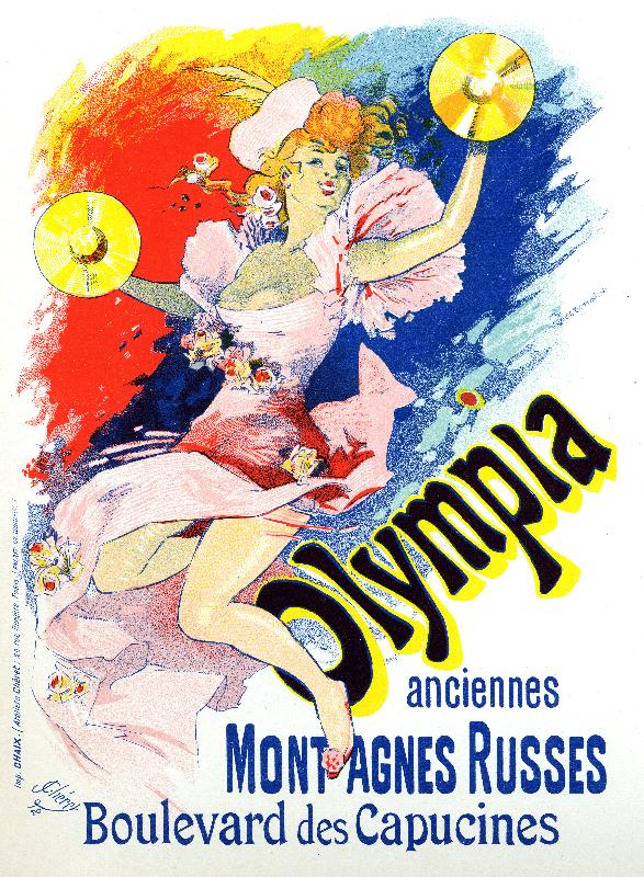 Affiche de Jules Cheret de 1892 pour le music-hall Olympia à Paris