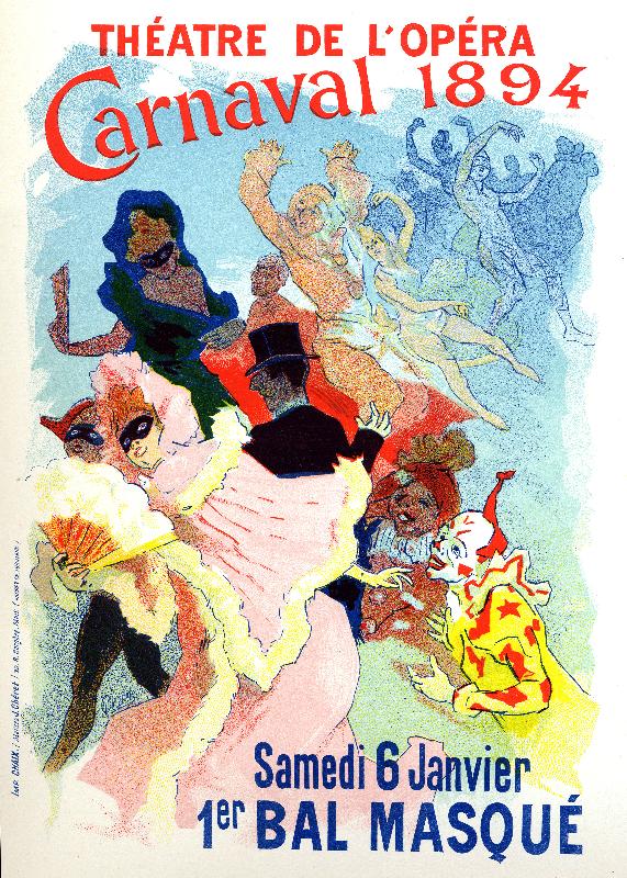 Affiche Bal masqué de carnaval à l'opéra de Paris, 1894 