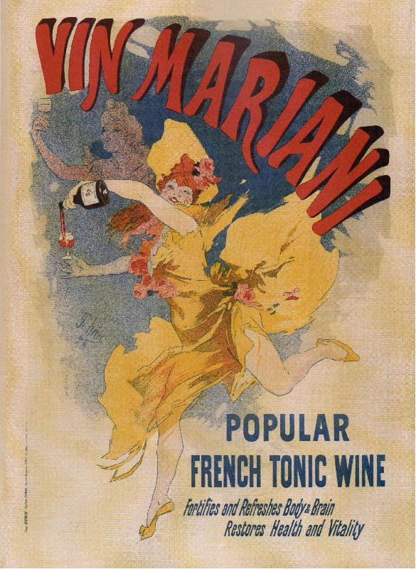 Affiche Vin Mariani (Vin Marianis) est un médicament tonique et breveté créé vers 1863 par Angelo Mariani