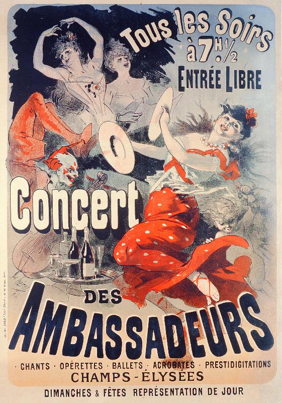 Affiche publicitaire du Concert des Ambassadeurs, 1884