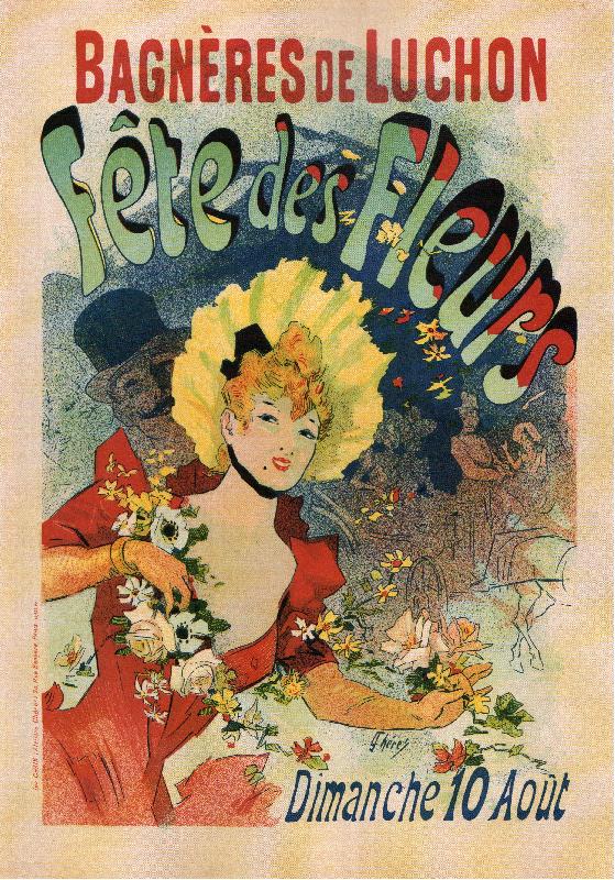 Affiche publicitaire Bagnères-de-Luchon lors de la fête des fleurs