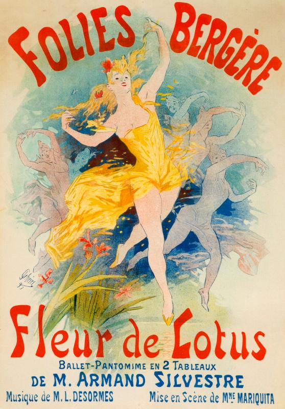 Poster Ballet Fleur de Lotus pour les Folies Bergère, Paris, années 1890