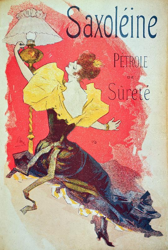 Poster publicitaire 'Saxoleine', huile de lampe de sécurité