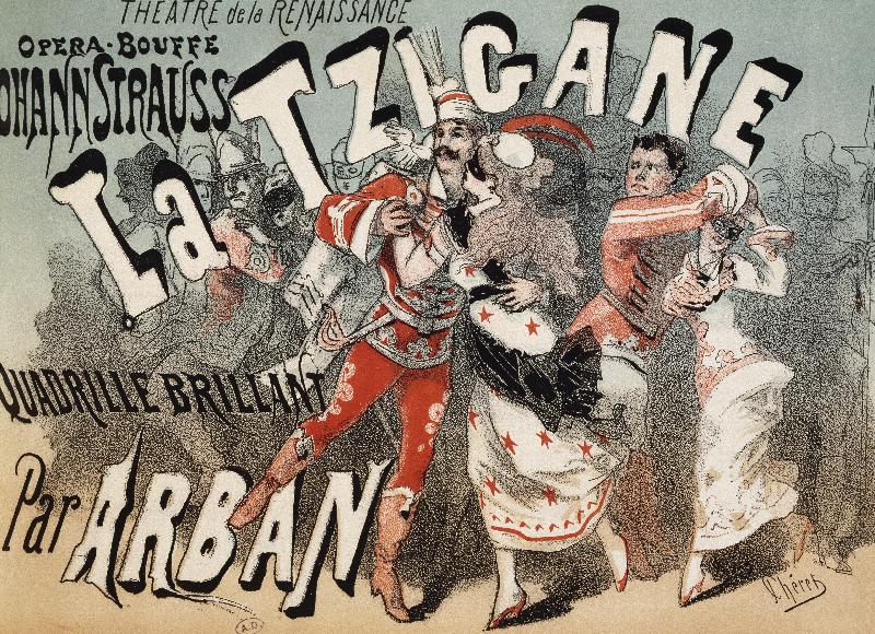 Photo Le Tzigane, affiche de Jules Cheret (1836-1932) pour l'opérette du même nom, de Johann Strauss (1825-1899)