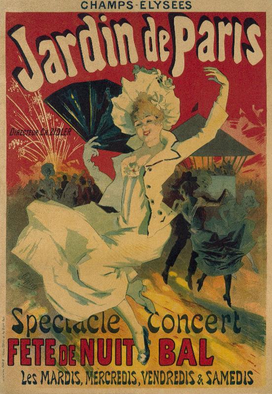 Affiche publicitaire Jardin de Paris, Fete de Nuit Bal 