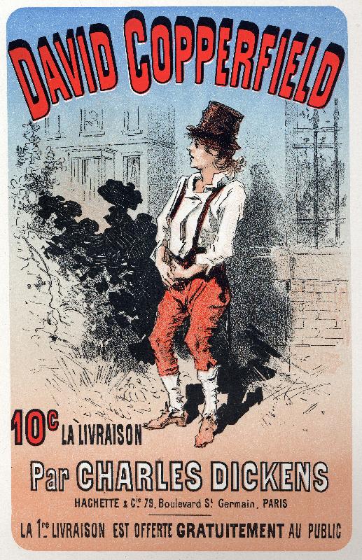 David Copperfield, de Charles Dickens. Affiche de Jules Cheret pour une édition fascicule, France, c.1860-70 (poster)