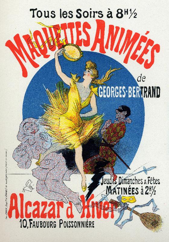 Les mannequins animés, sont présentés à l'Alcazar d'Hiver, Paris. Affiche de Jules Cheret, France, 1890