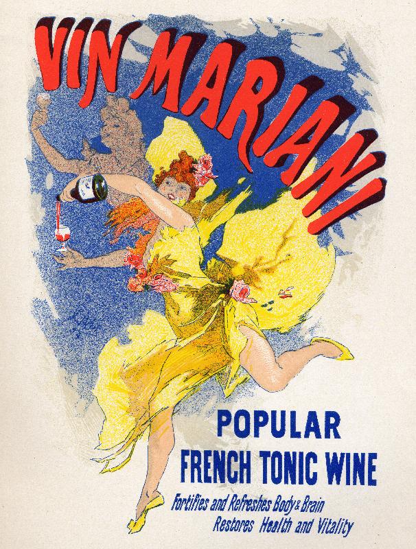 Affiche Nourriture et boissons. Mariani French Tonic Win (première cocaïne). 