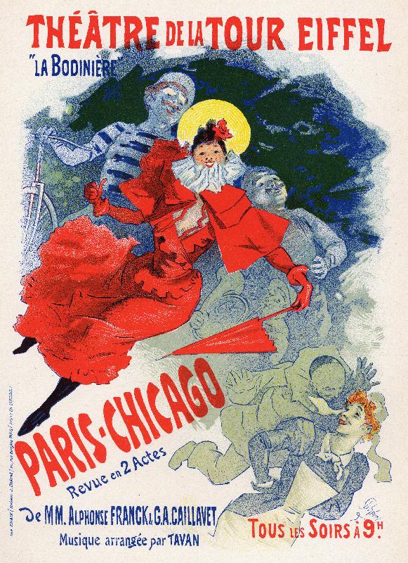 Affiche Paris Chicago, spectacle de variétés au Théâtre de la Tour Eiffel. 