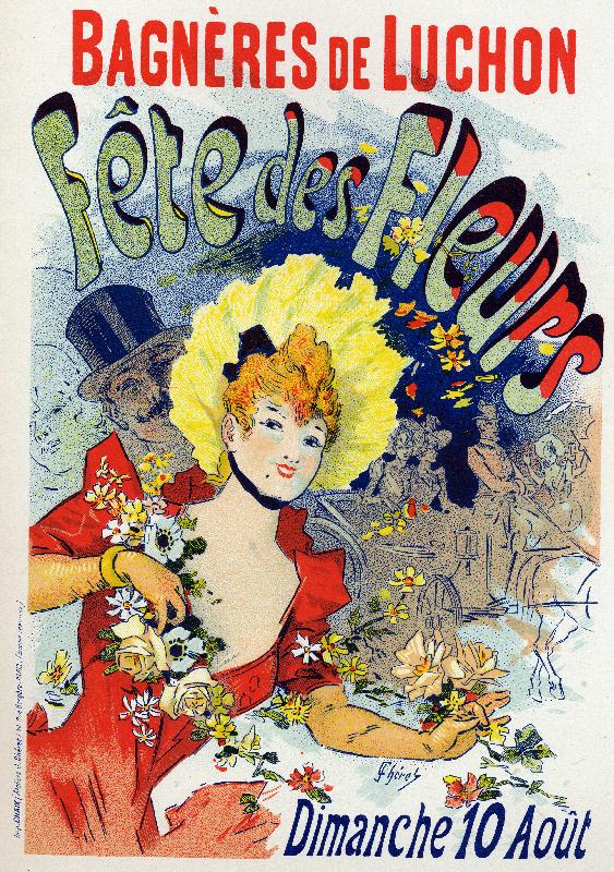 Affiche  Fête des fleurs à Bagneres de Luchon. Affiche de Jules Cheret, France, c.1895 