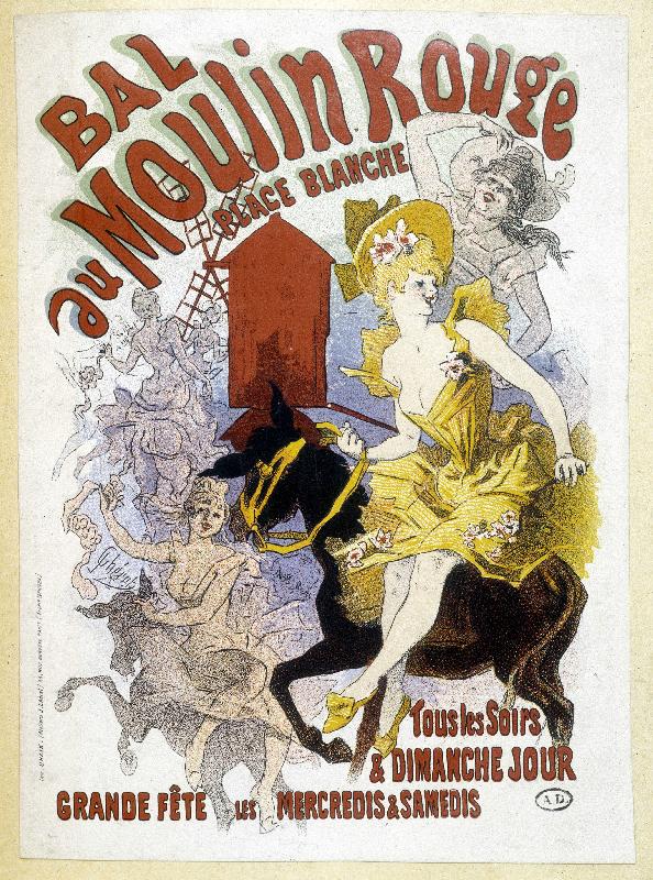 Affiche pour le bal du Moulin Rouge, par Jules Chéret, fin XIXème siècle