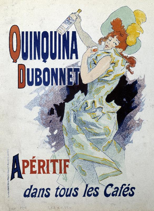 Affiche publicitaire de Jules Cheret (1836-1932) pour l'aperitif Quinquina Dubonnet. 1895 Paris,