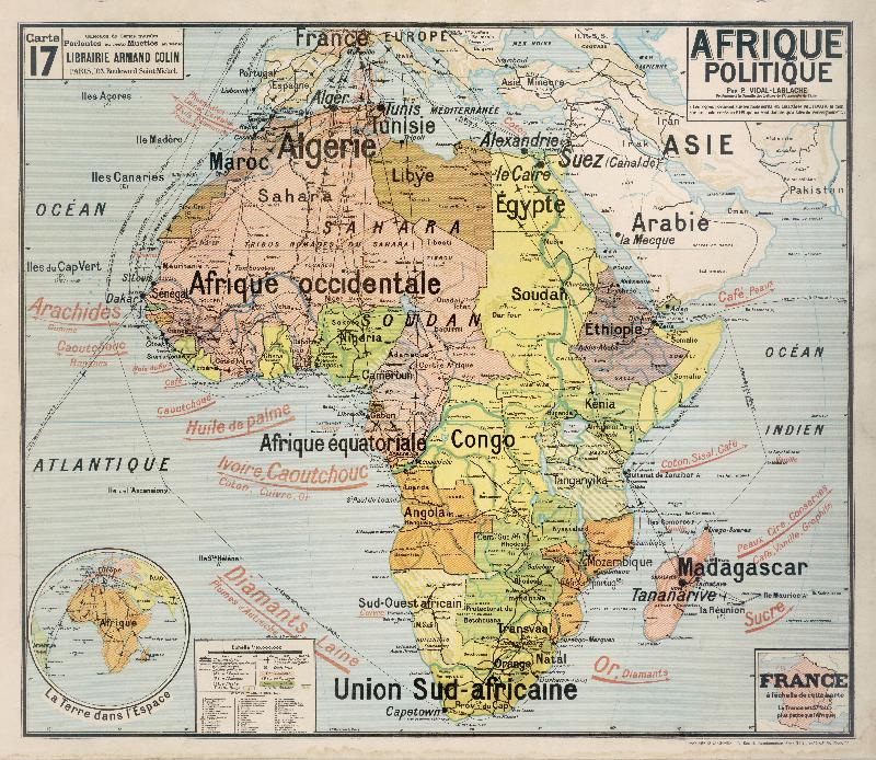 Carte scolaire ancienne Afrique politique