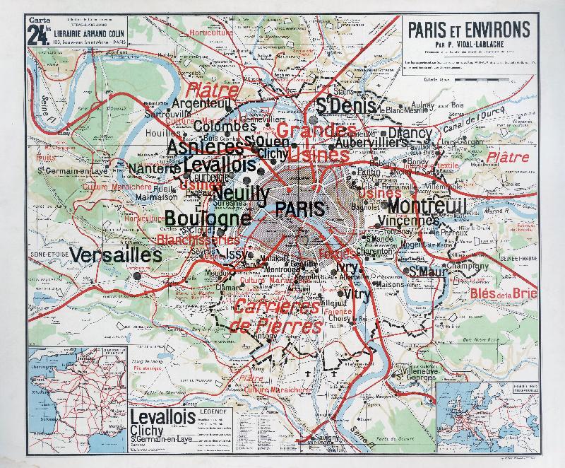 Carte scolaire ancienne  Paris et environs France