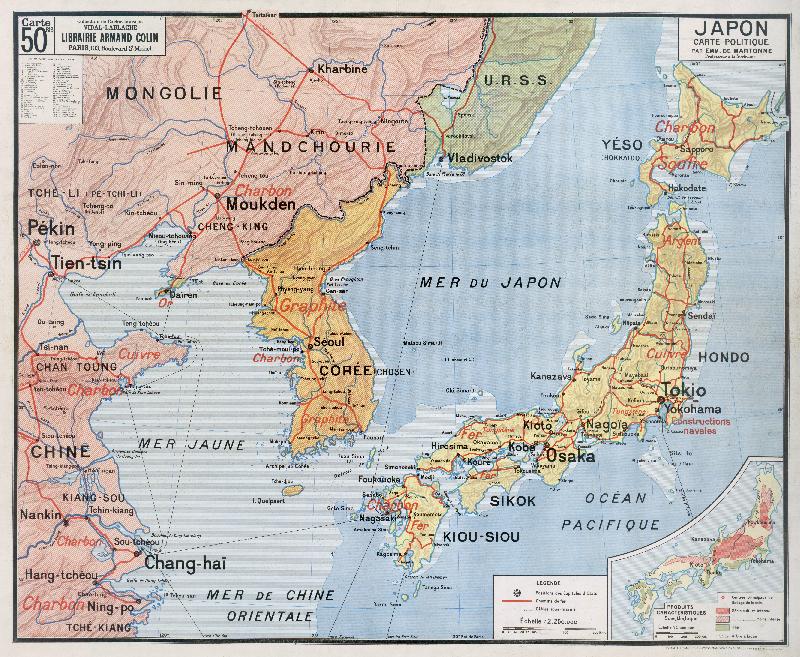 Carte scolaire ancienne Japon : carte politique