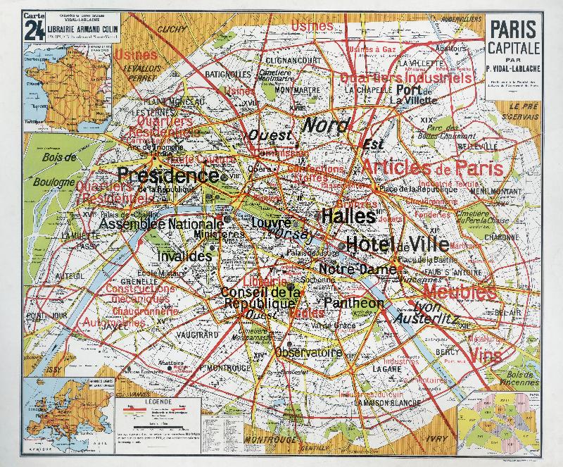 Carte scolaire ancienne Paris : capitale