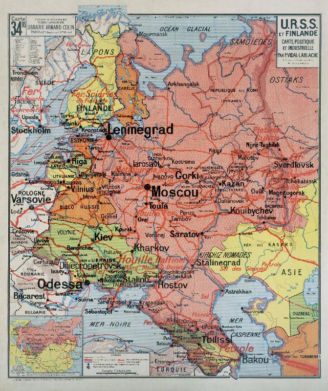 Carte scolaire URSS et Finlande : carte politique et industrielle