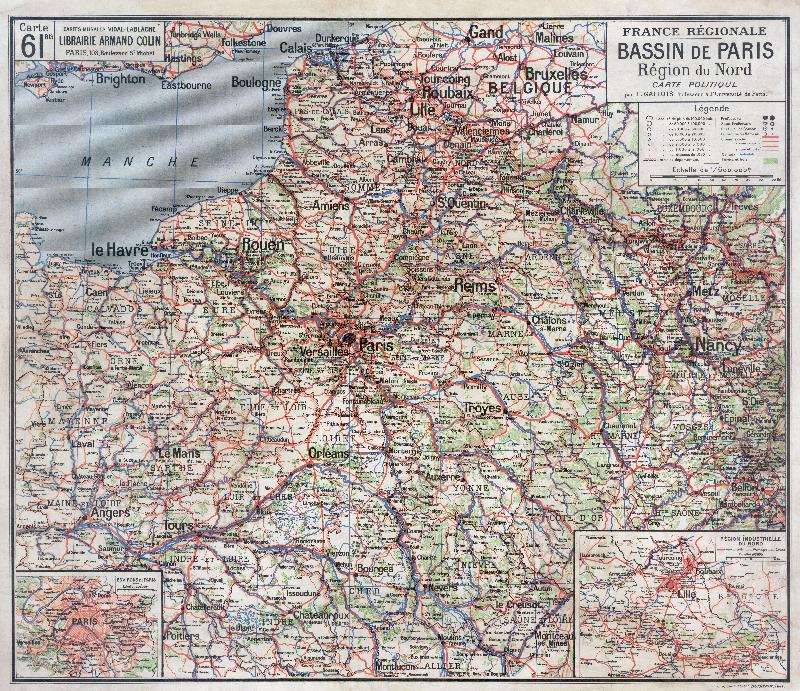 Carte scolaire Bassin de Paris. Région du nord : carte politique de France