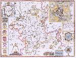 Carte Worchestershire, gravé par Jodocus Hondius (1563-1612) tiré du « Théâtre de l'Empire de Grande-Bretagne » de John Speed, pub. par John Sudbury et George Humble 1611-12