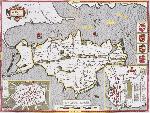 Carte Île de Wight, gravée par Jodocus Hondius (1563-1612) tirée du « Théâtre de l'Empire de Grande-Bretagne » de John Speed, pub. par John Sudbury et George Humble, 1611-1612