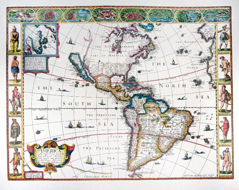 Carte de l'hémisphère occidental en 1626